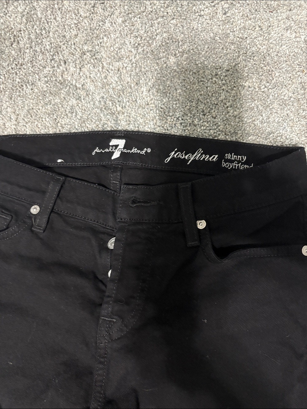 7 For All Mankind Josefina Skinny Boyfriend Jeans - Black size 26. Inseam 26